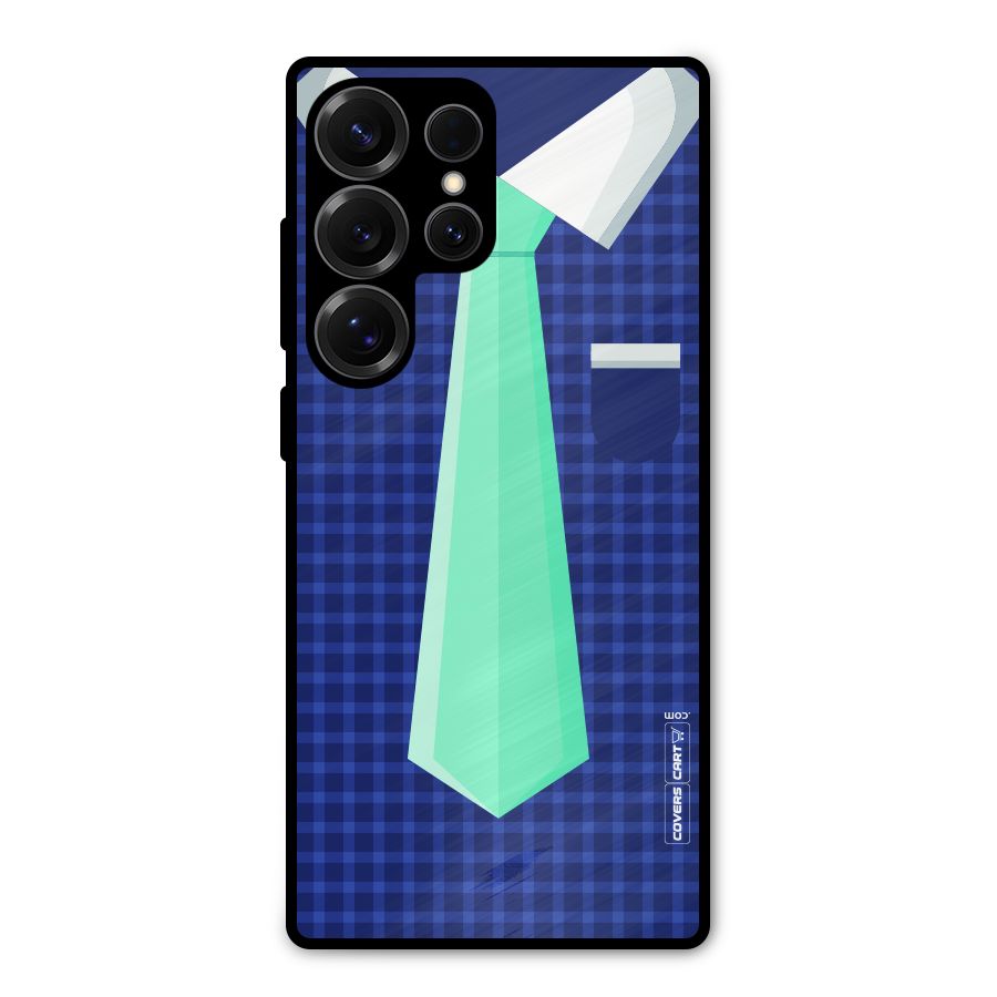 Checked Shirt Tie Metal Back Case for Galaxy S25 Ultra