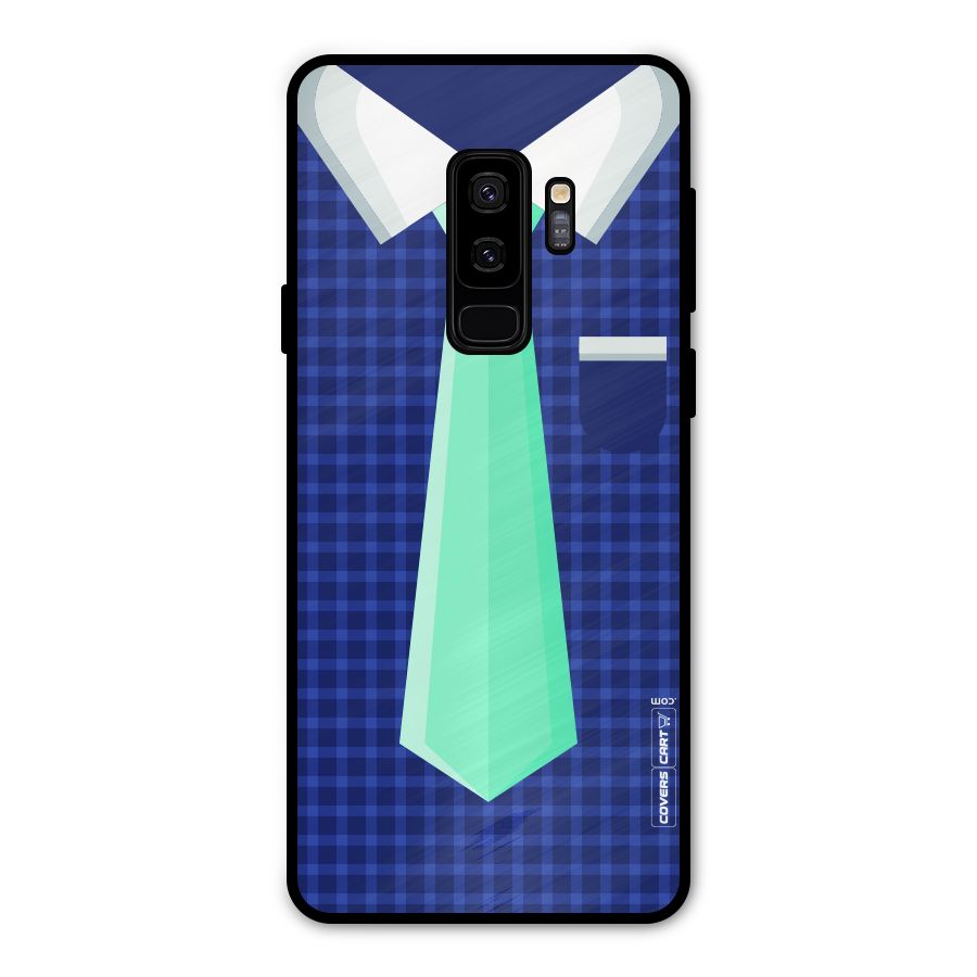 Checked Shirt Tie Metal Back Case for Galaxy S9 Plus