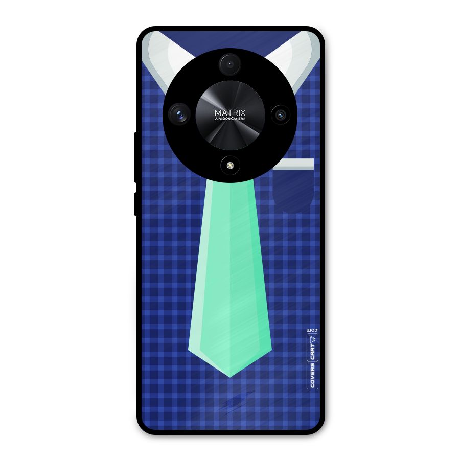 Checked Shirt Tie Metal Back Case for Honor X9b