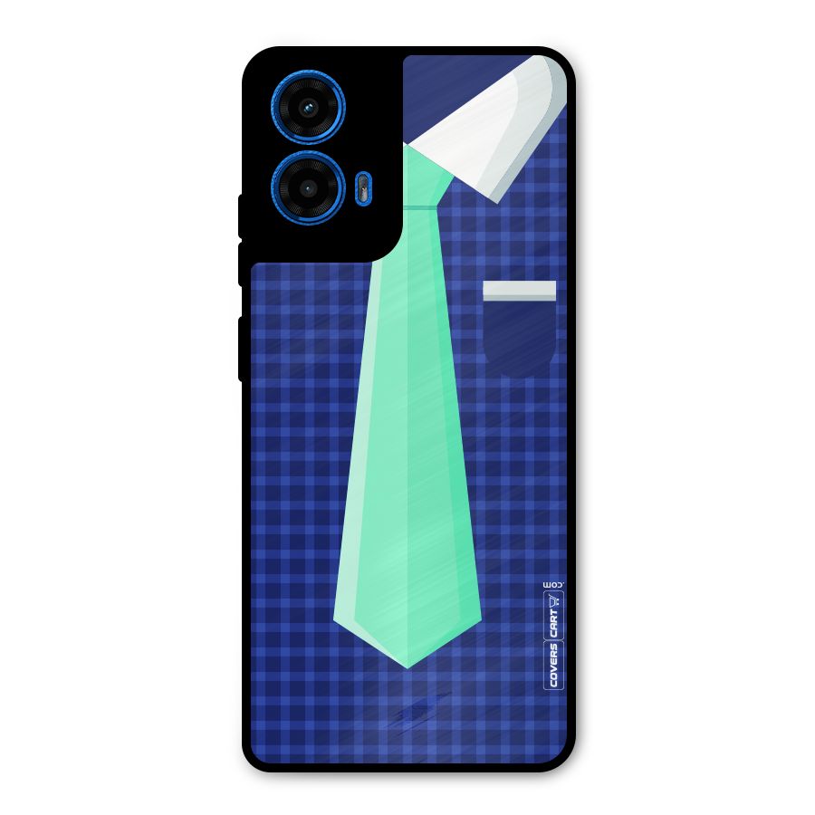 Checked Shirt Tie Metal Back Case for Moto G45