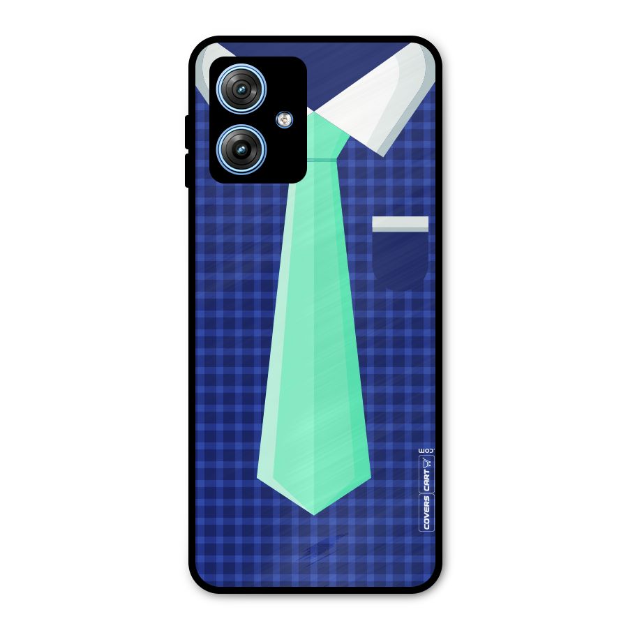 Checked Shirt Tie Metal Back Case for Moto G54