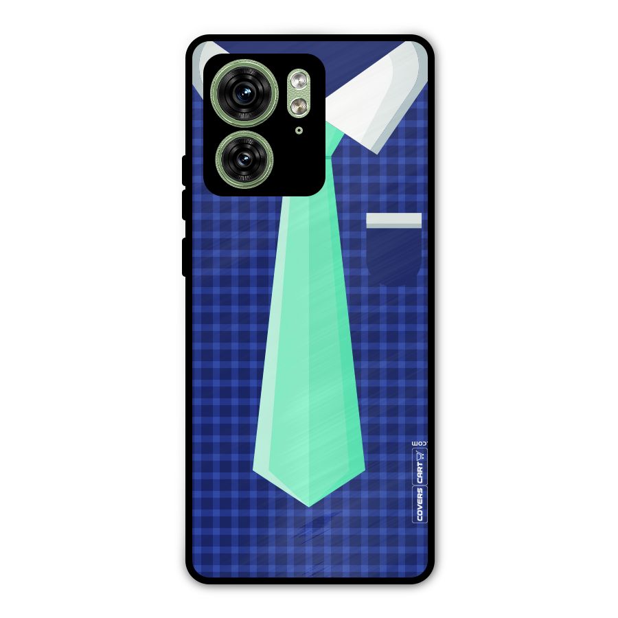 Checked Shirt Tie Metal Back Case for Motorola Edge 40 5G