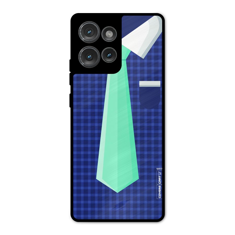 Checked Shirt Tie Metal Back Case for Motorola Edge 50