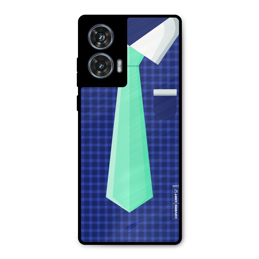 Checked Shirt Tie Metal Back Case for Motorola Edge 50 Fusion