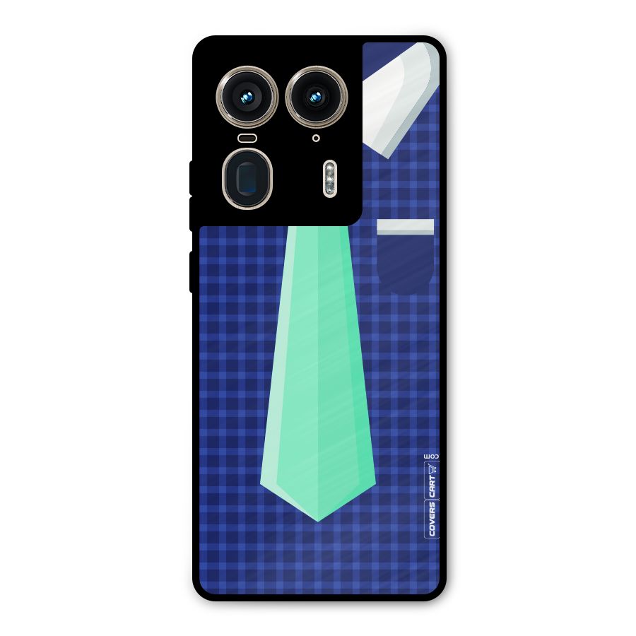 Checked Shirt Tie Metal Back Case for Motorola Edge 50 Ultra