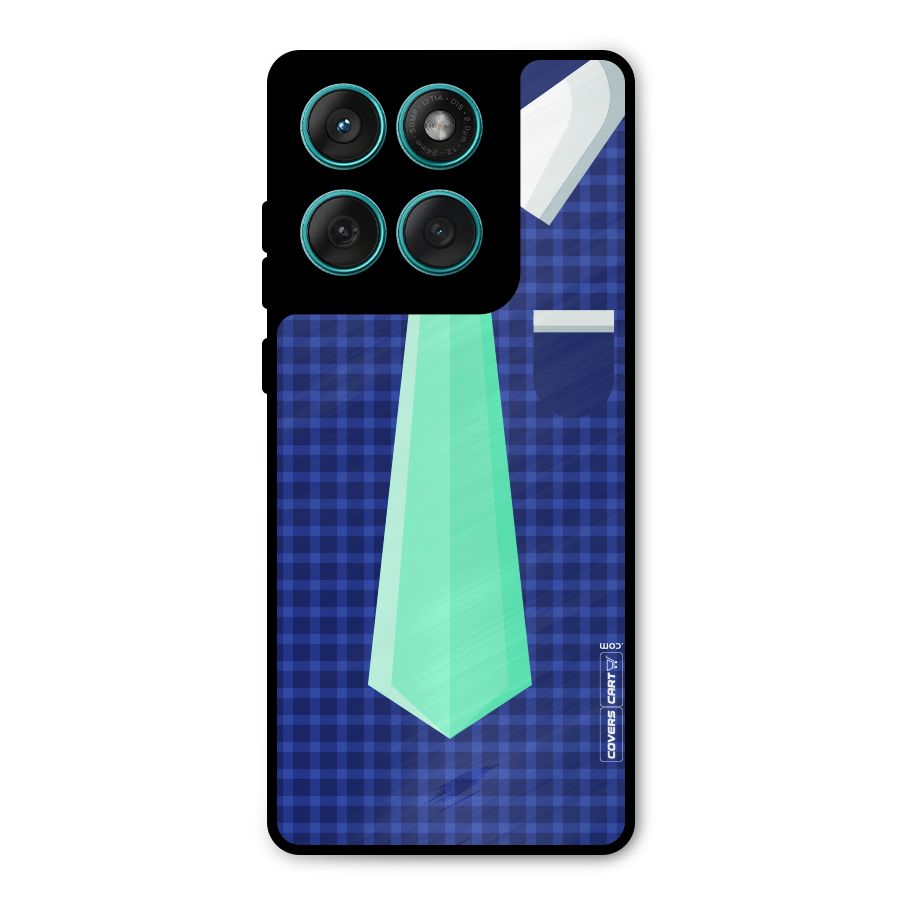 Checked Shirt Tie Metal Back Case for Motorola Edge 60 Fusion