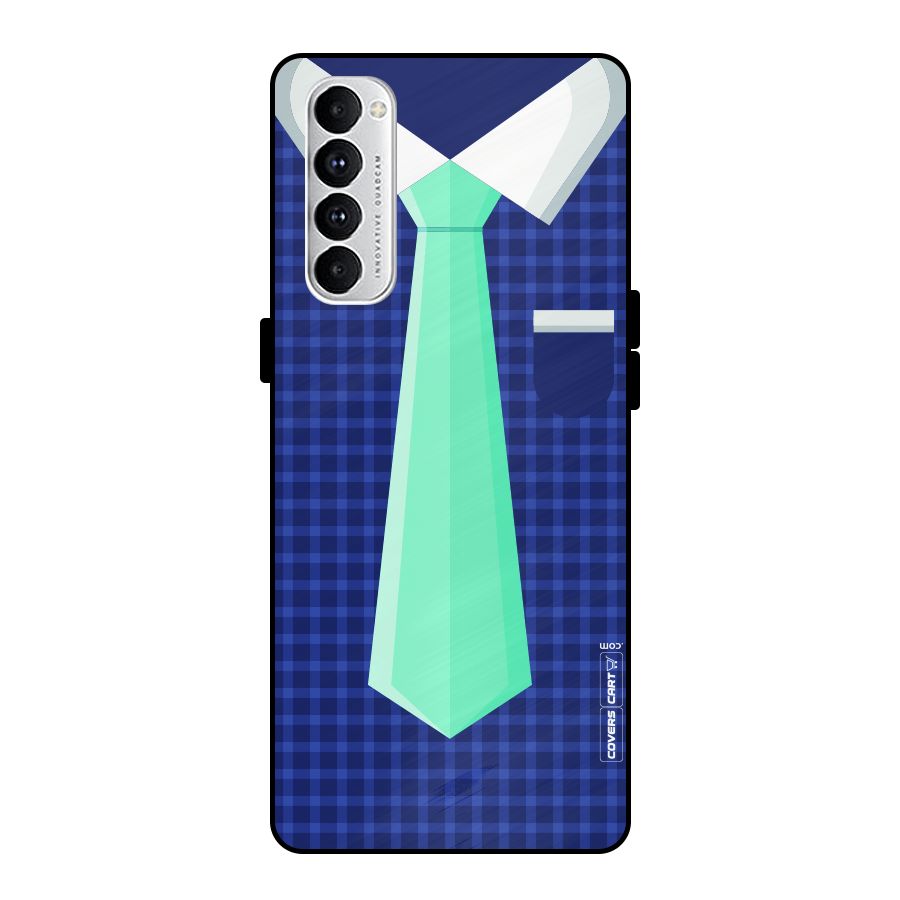 Checked Shirt Tie Metal Back Case for Oppo Reno4 Pro