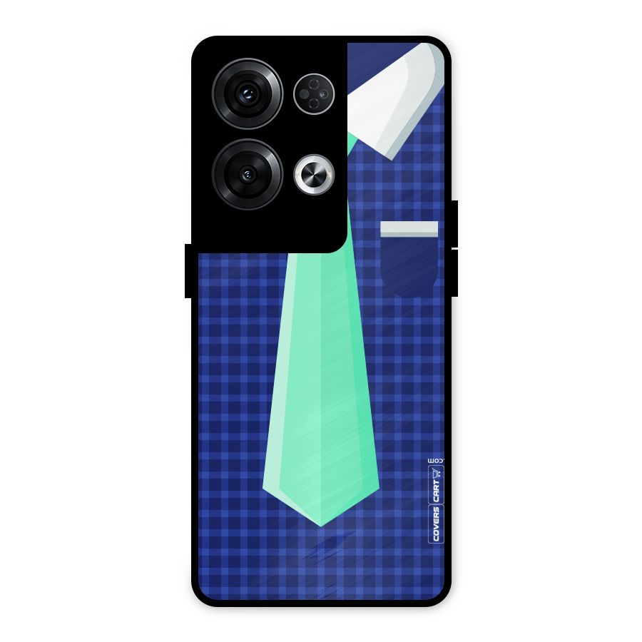 Checked Shirt Tie Metal Back Case for Oppo Reno8 Pro 5G