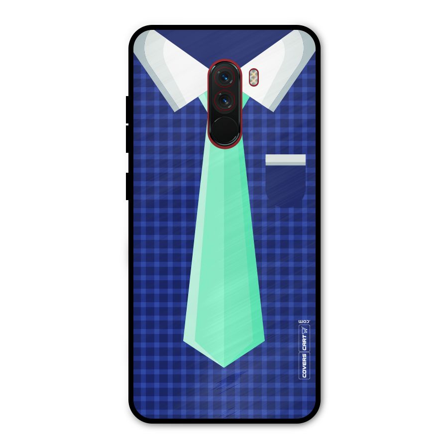 Checked Shirt Tie Metal Back Case for Poco F1