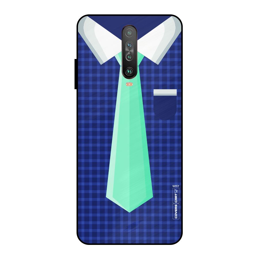 Checked Shirt Tie Metal Back Case for Poco X2