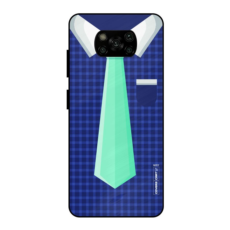 Checked Shirt Tie Metal Back Case for Poco X3