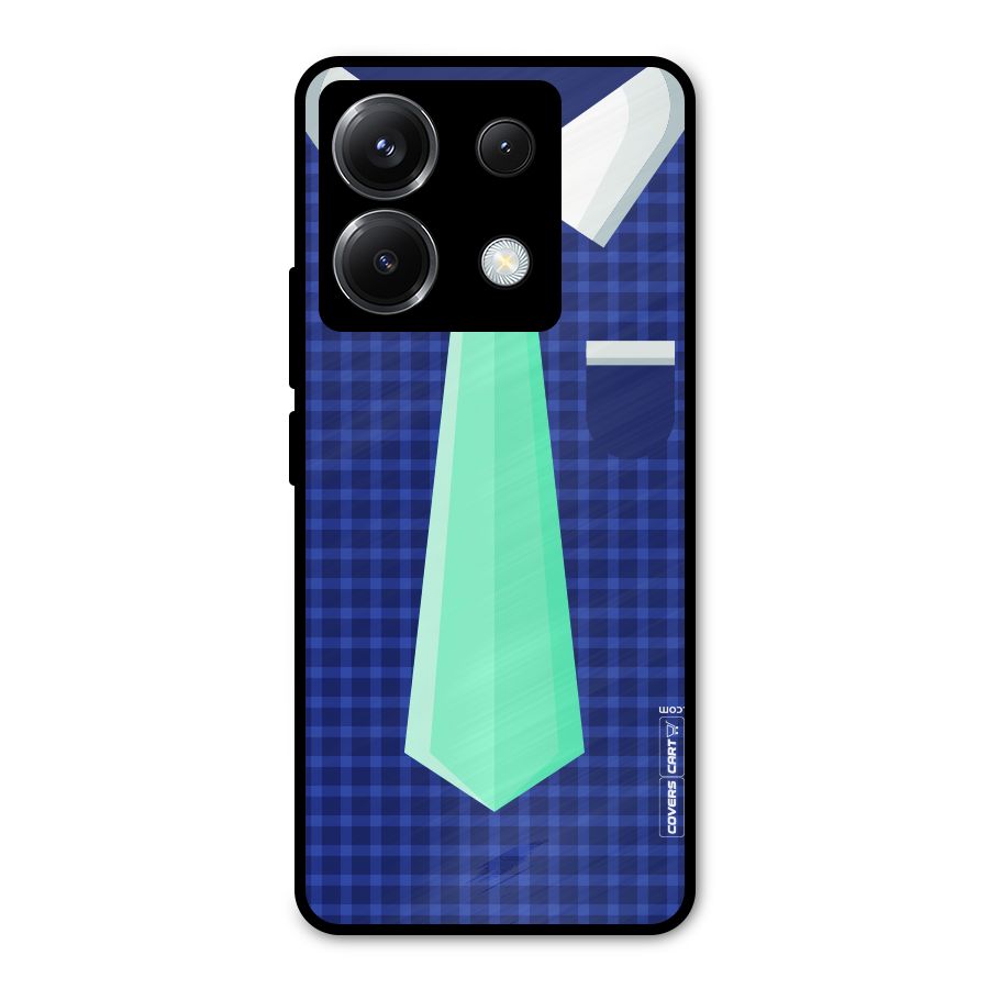 Checked Shirt Tie Metal Back Case for Poco X6