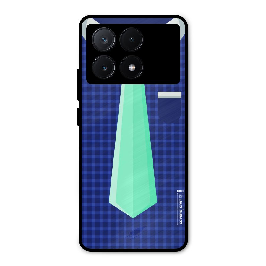 Checked Shirt Tie Metal Back Case for Poco X6 Pro