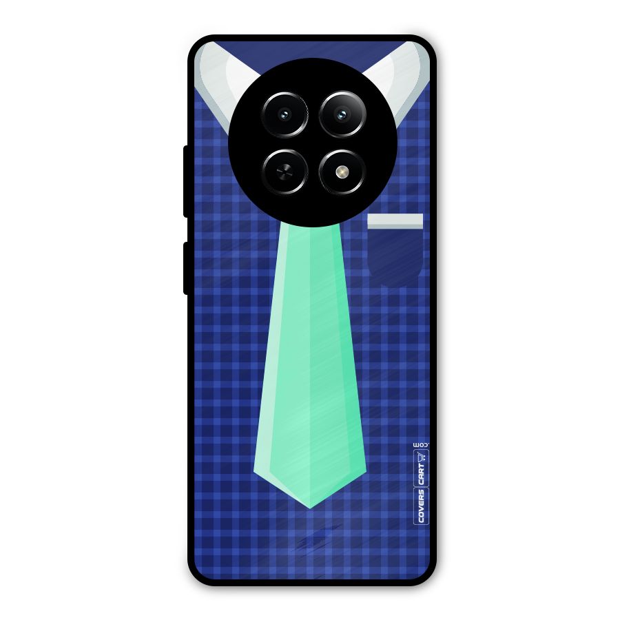 Checked Shirt Tie Metal Back Case for Realme Narzo 70x 5G