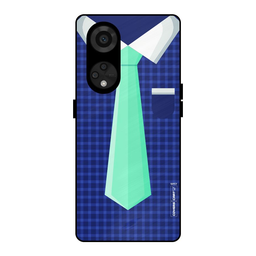Checked Shirt Tie Metal Back Case for Reno8 T 5G