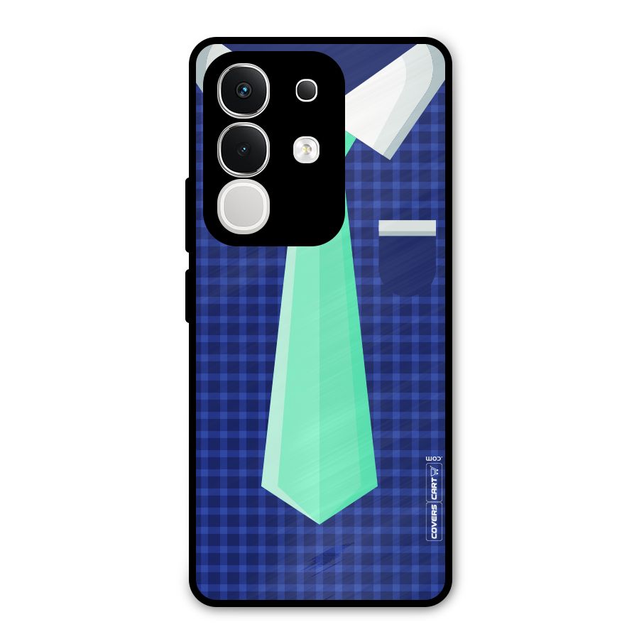 Checked Shirt Tie Metal Back Case for Vivo T4x