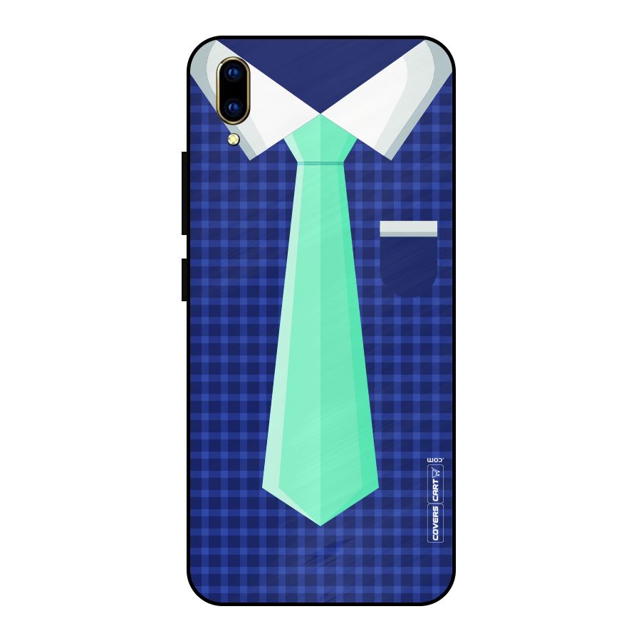 Checked Shirt Tie Metal Back Case for Vivo V11 Pro