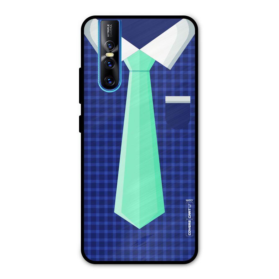 Checked Shirt Tie Metal Back Case for Vivo V15 Pro