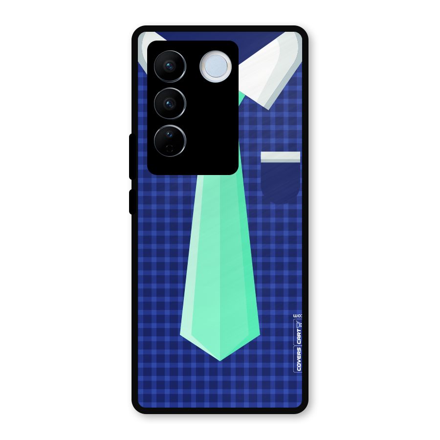 Checked Shirt Tie Metal Back Case for Vivo V27
