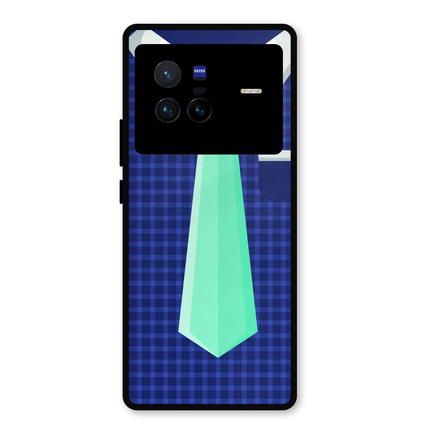 Checked Shirt Tie Metal Back Case for Vivo X80