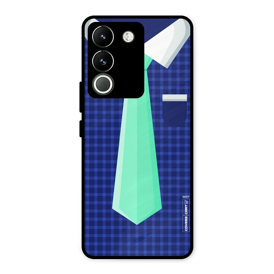 Checked Shirt Tie Metal Back Case for Vivo Y200