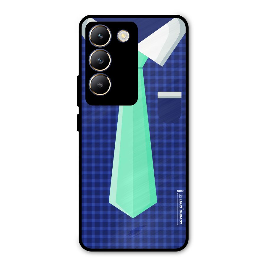 Checked Shirt Tie Metal Back Case for Vivo Y200e