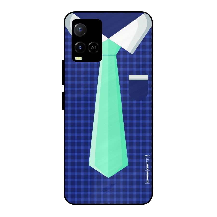Checked Shirt Tie Metal Back Case for Vivo Y21T