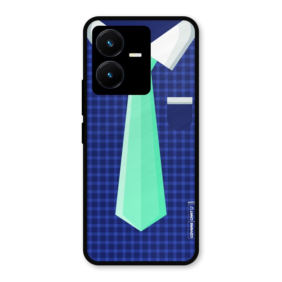 Checked Shirt Tie Metal Back Case for Vivo Y22