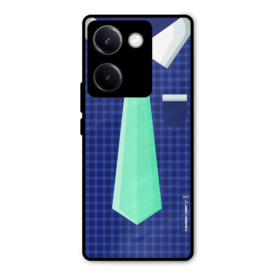 Checked Shirt Tie Metal Back Case for Vivo Y300 Plus
