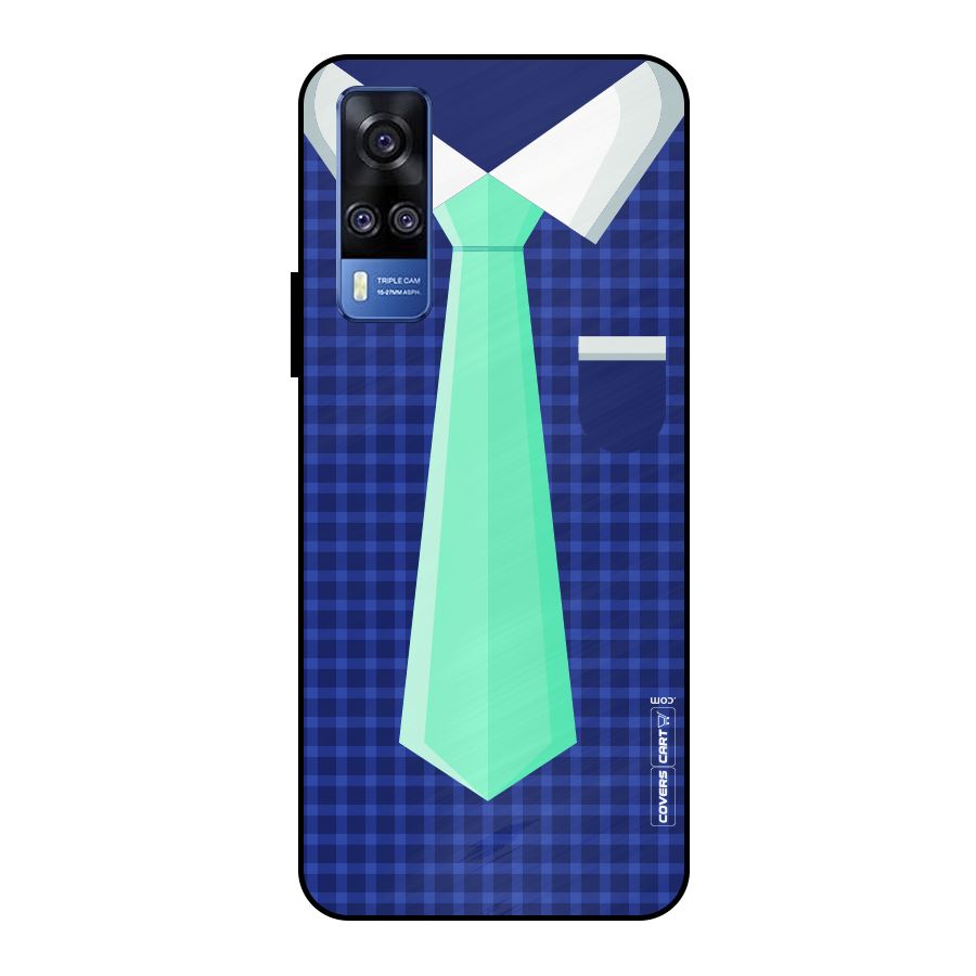 Checked Shirt Tie Metal Back Case for Vivo Y51