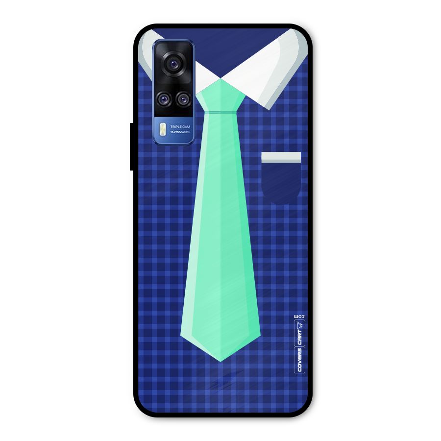 Checked Shirt Tie Metal Back Case for Vivo Y51A