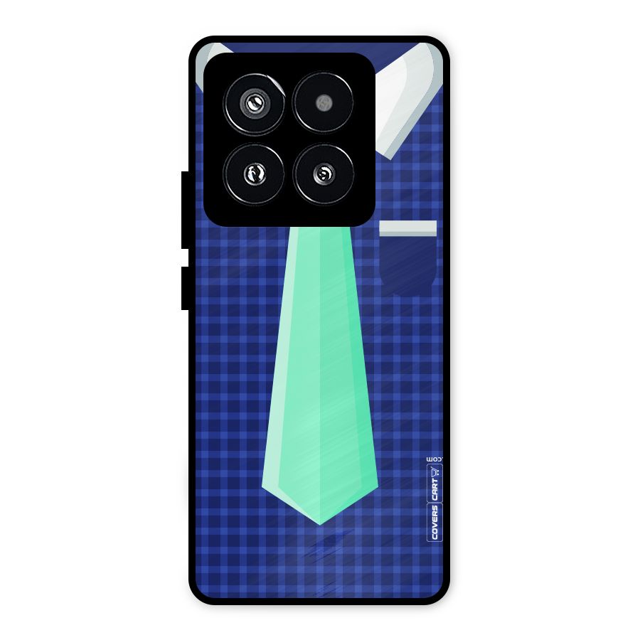 Checked Shirt Tie Metal Back Case for Xiaomi 14 Pro