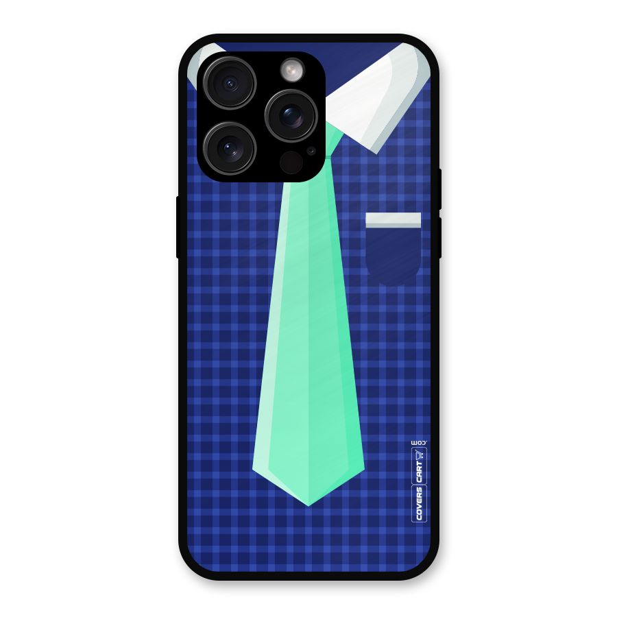 Checked Shirt Tie Metal Back Case for iPhone 15 Pro Max