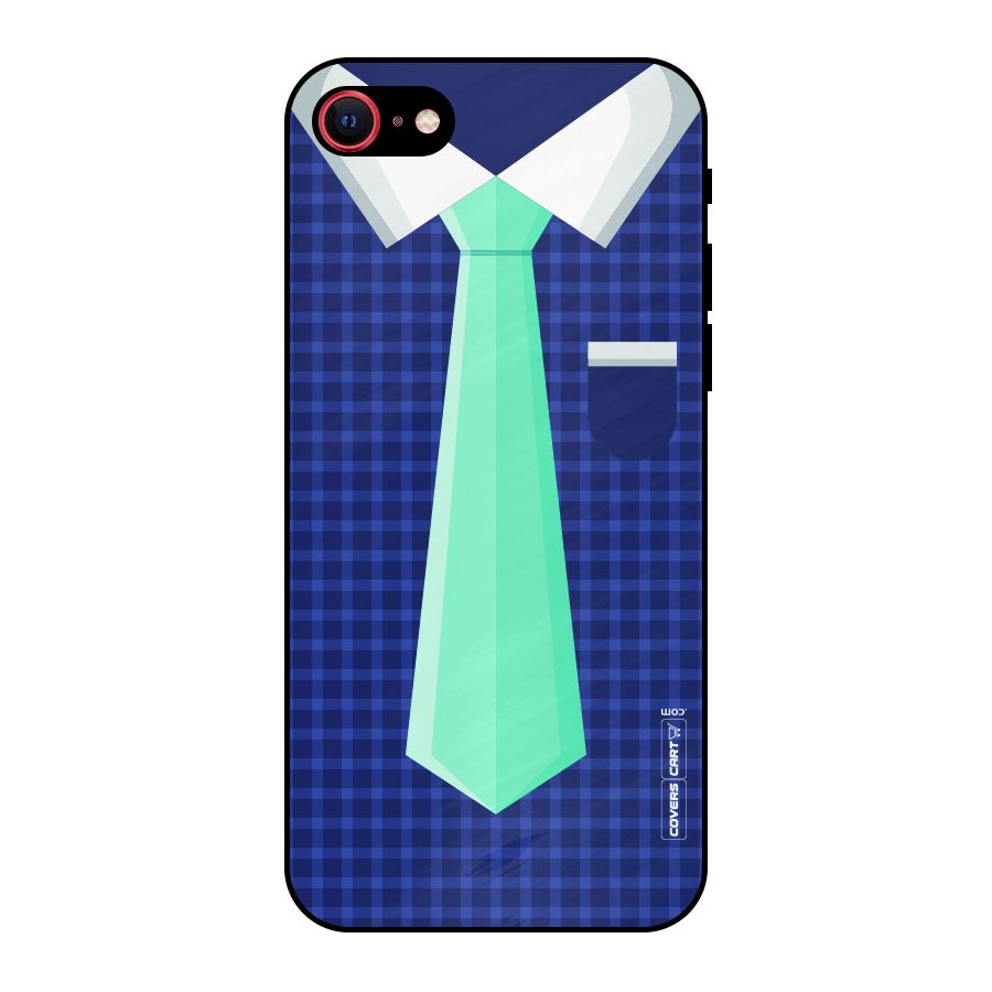Checked Shirt Tie Metal Back Case for iPhone SE 2020