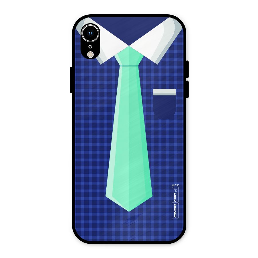 Checked Shirt Tie Metal Back Case for iPhone XR