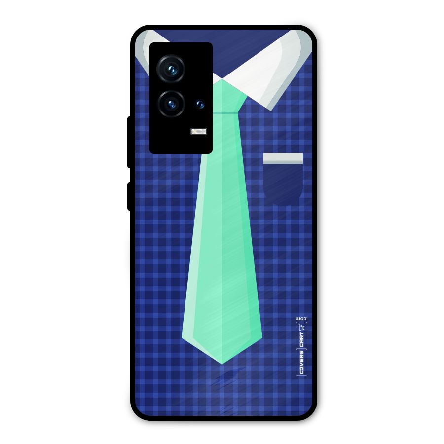 Checked Shirt Tie Metal Back Case for iQOO 9 5G