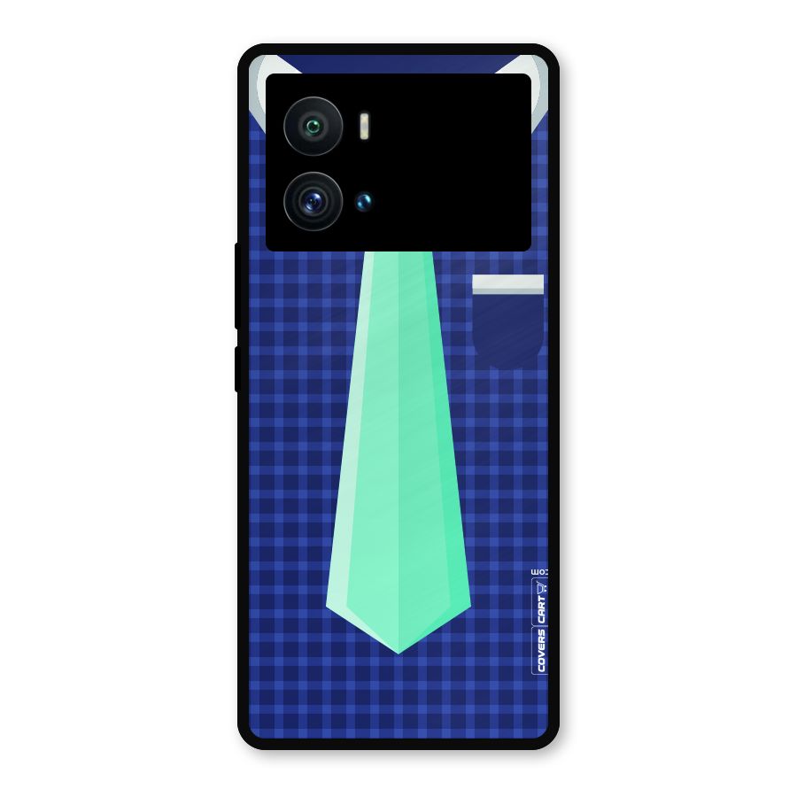 Checked Shirt Tie Metal Back Case for iQOO 9 Pro