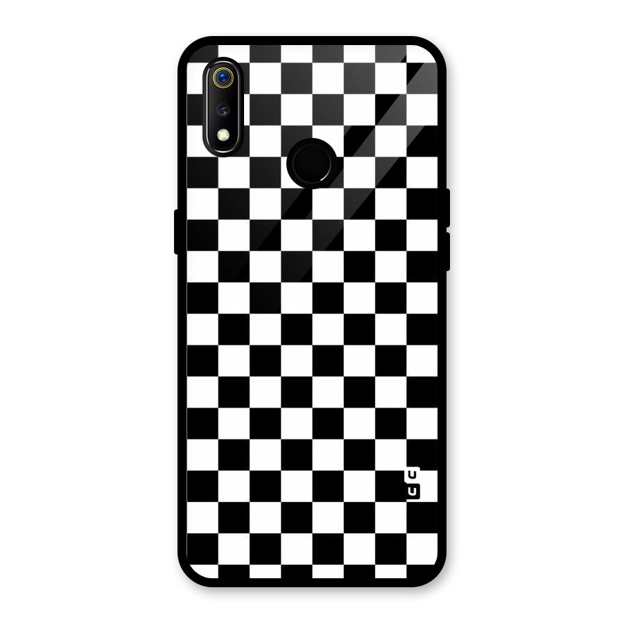 Checkerboard Glass Back Case for Realme 3i