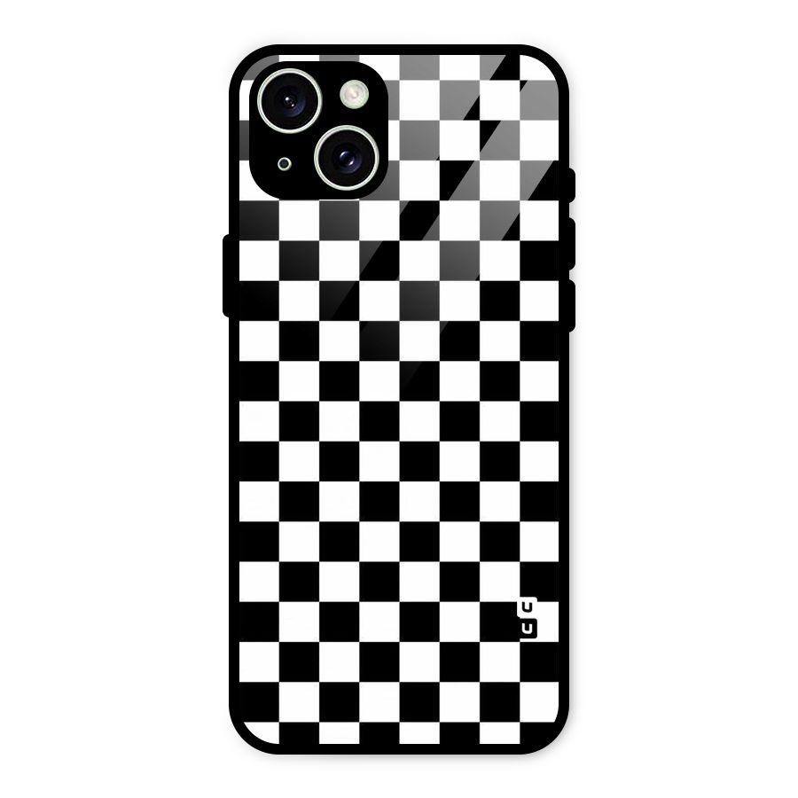 Checkerboard Glass Back Case for iPhone 15 Plus