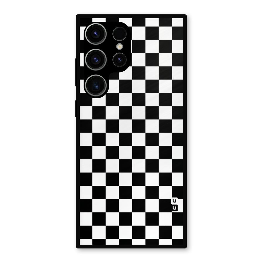 Checkerboard Metal Back Case for Galaxy S23 Ultra