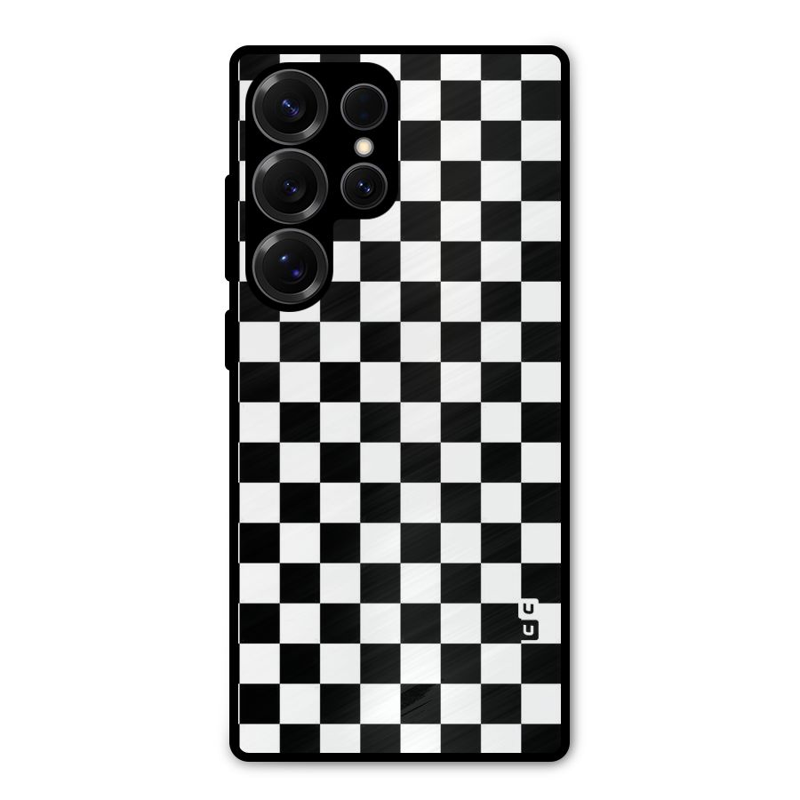 Checkerboard Metal Back Case for Galaxy S25 Ultra