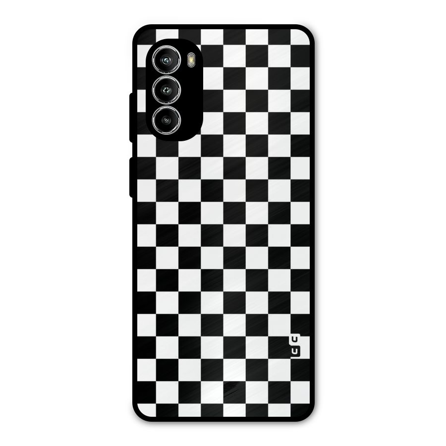Checkerboard Metal Back Case for Moto G82