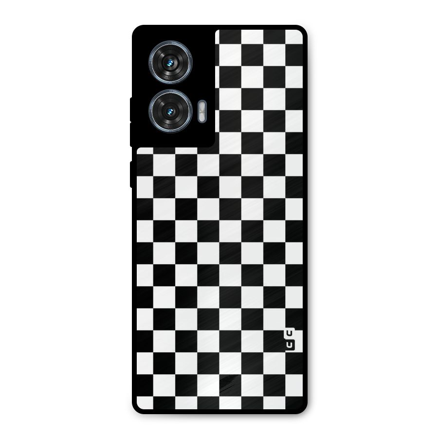 Checkerboard Metal Back Case for Motorola Edge 50 Fusion