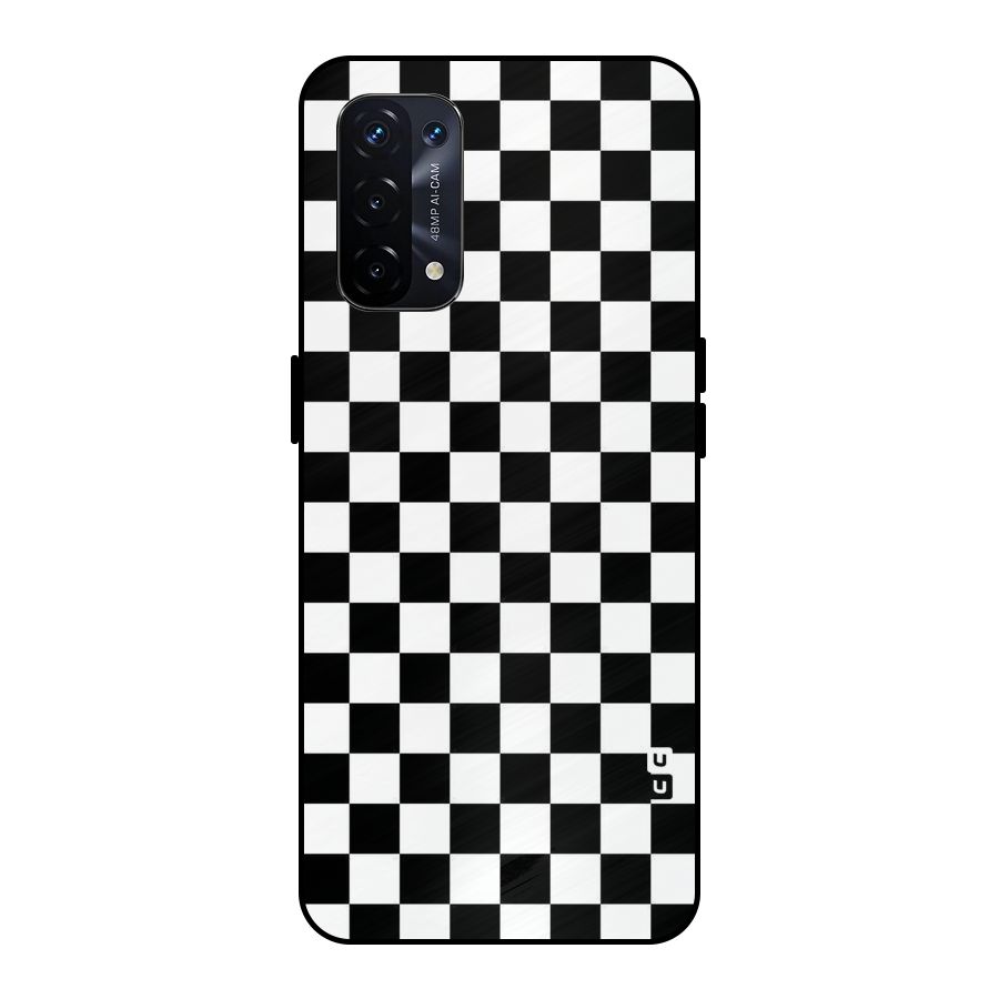 Checkerboard Metal Back Case for Oppo A74 5G