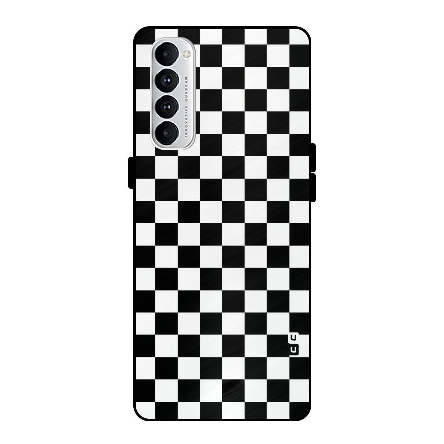 Checkerboard Metal Back Case for Oppo Reno4 Pro