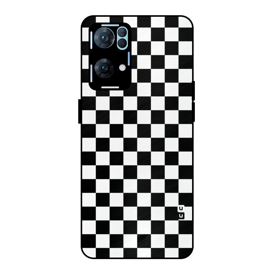 Checkerboard Metal Back Case for Oppo Reno7 Pro 5G