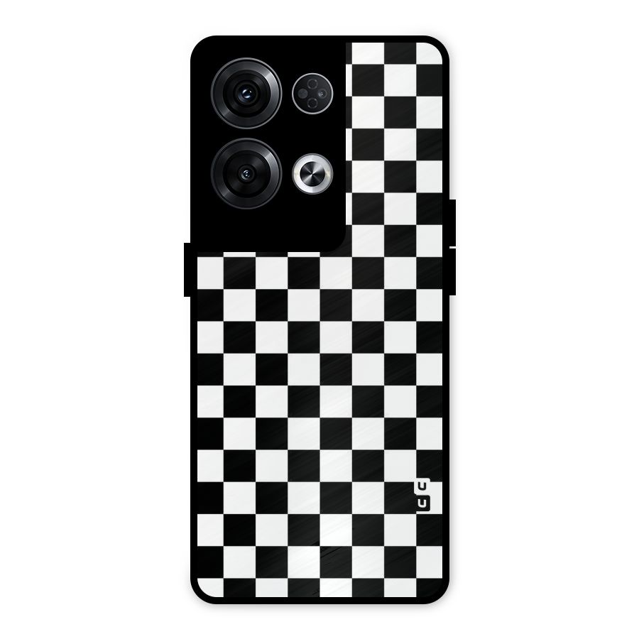 Checkerboard Metal Back Case for Oppo Reno8 Pro 5G