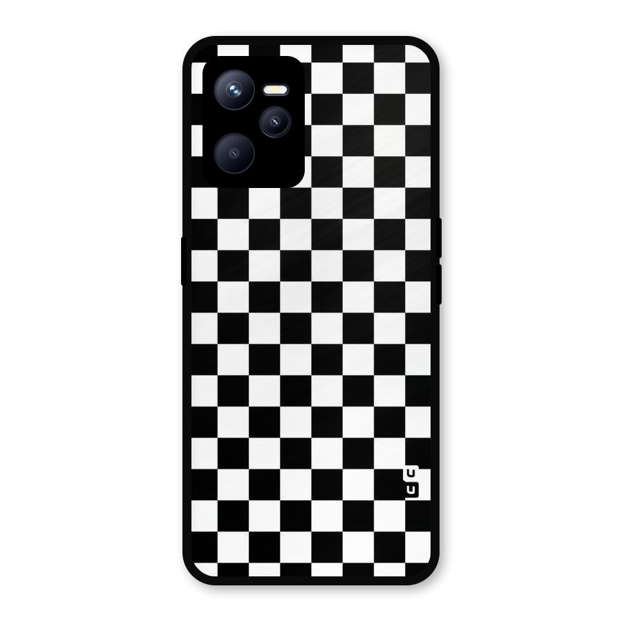 Checkerboard Metal Back Case for Realme C35