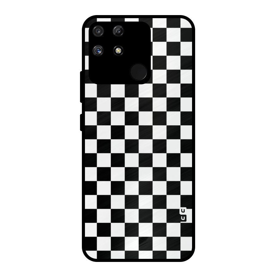 Checkerboard Metal Back Case for Realme Narzo 50A