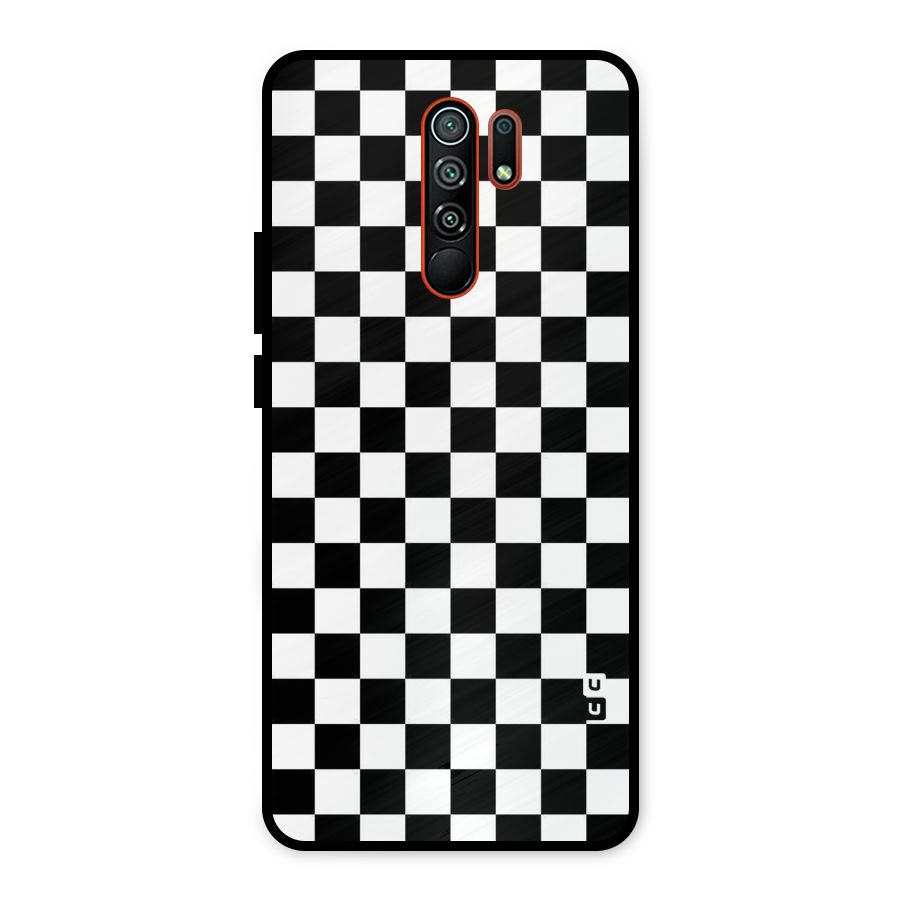 Checkerboard Metal Back Case for Redmi 9 Prime